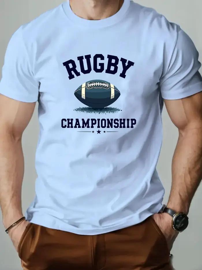 T-shirt col rond homme motif rugby respirant et décontracté pour sport et tenues quotidiennes