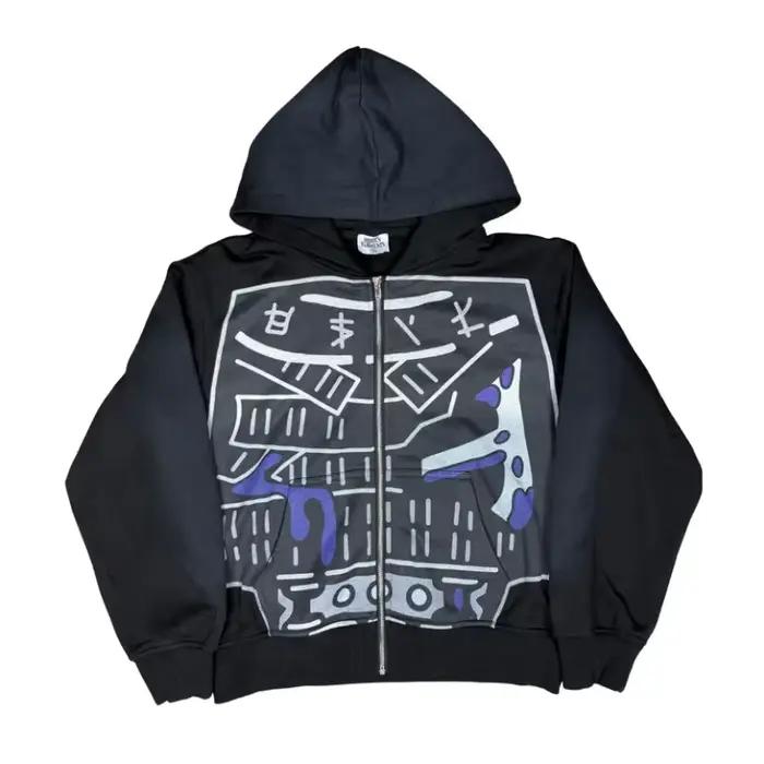 Sweat-shirt à capuche zippé Y2K avec motif de dessin animé Ninja pour hommes et femmes, coupe ample, streetwear, sweat-shirt décontracté, mode hip-hop