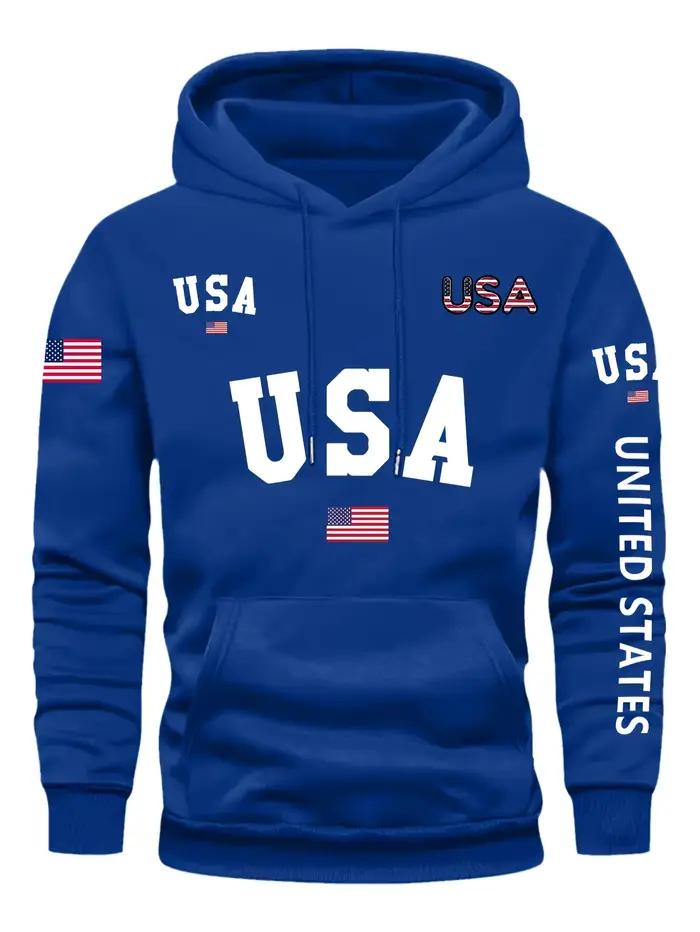 Sweat-shirt à capuche en polaire pour homme, coupe ample, imprimés géométriques, polyester, pour sorties quotidiennes automne hiver