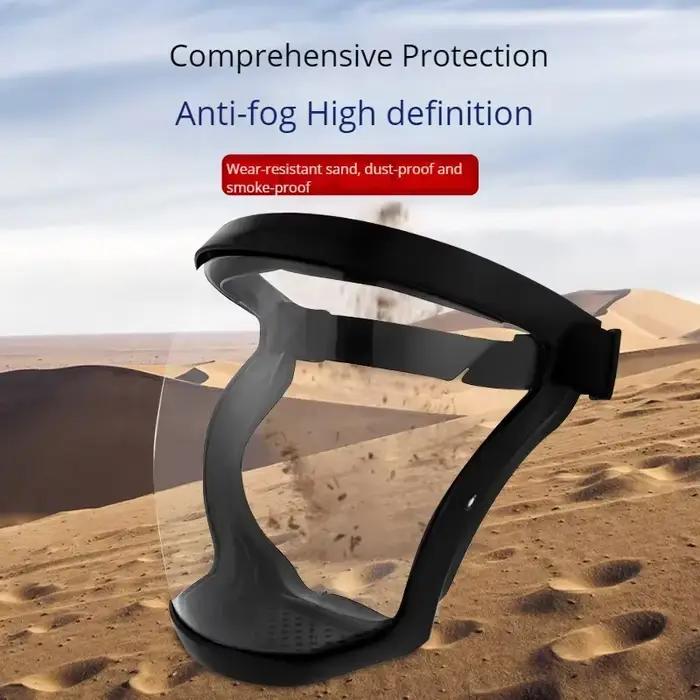 Écran facial de protection noir à haute transparence - Anti-poussière/anti-éclaboussures