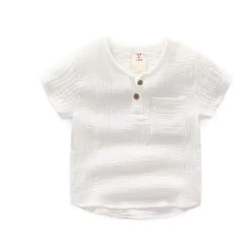 T-shirt d'été décontracté en coton et lin pour garçon, idéal pour les activités extérieures et les journées chaudes, disponibles en plusieurs couleurs et tailles pour s'adapter à chaque enfant de 2 à 6 ans