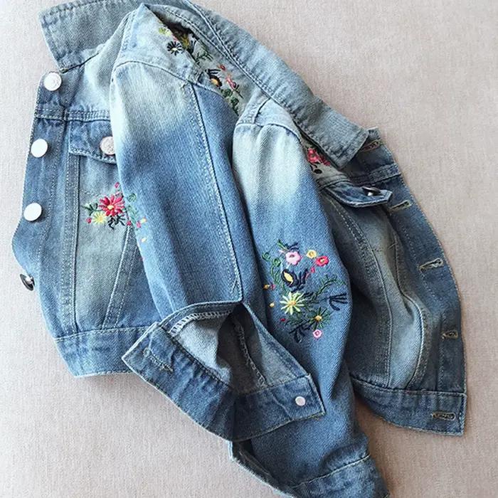 Veste en jean pour filles avec broderie