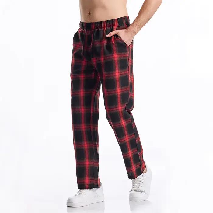 Jogging à carreaux en coton noir pour homme