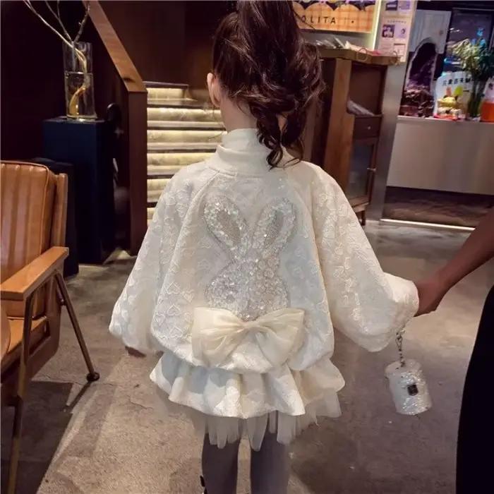 Veste de baseball pour filles, manteau de princesse en maille épissée, nouveau style occidental, printemps et automne