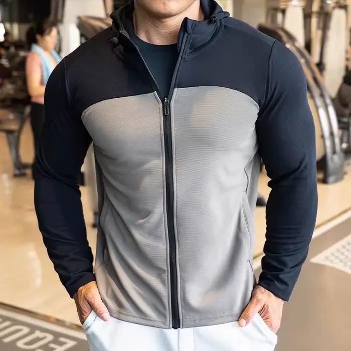 Veste de course à capuche imperméable pour homme, veste moulante, séchage rapide, fitness, gym, extérieur, cyclisme, automne, hiver