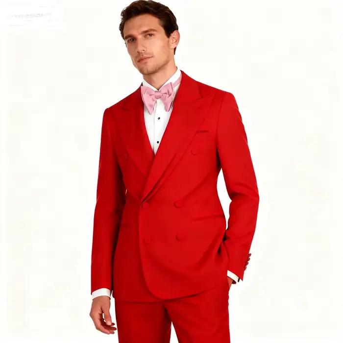 Costume de Marié Rose 2 Pièces Style Tendance pour Homme avec Double Boutonnage pour Mariage, Banquet, Soirée Formelle – Tenues et Vêtements pour Hommes