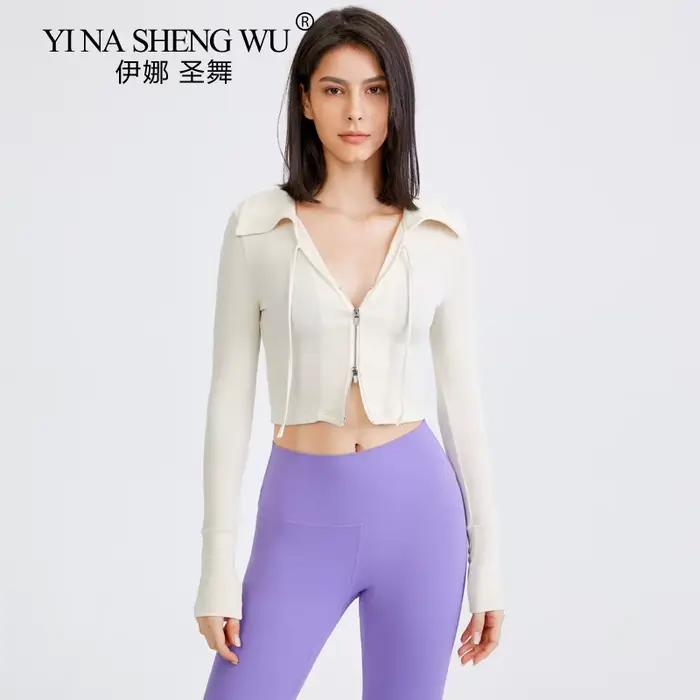 Veste de sport à manches longues avec nombril pour femme