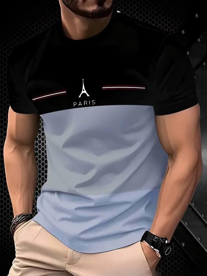 T-shirt imprimé en 3D pour homme avec motif lettres - Respirant
