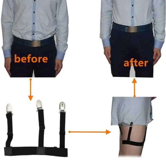 Ceinture de jarretelles pour hommes, avec pinces de verrouillage, jarretelles élastiques réglables, porte-chemise, sangle de jarretelles pour jambes et cuisses