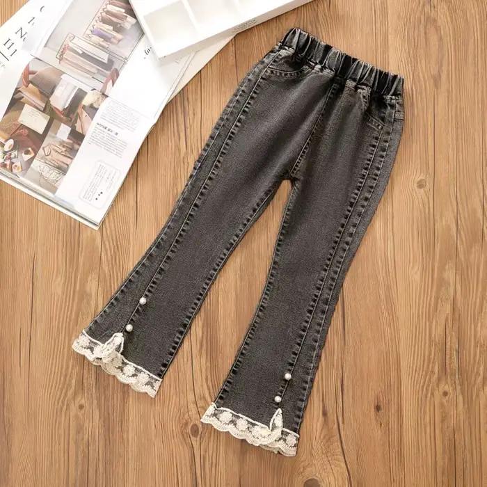 Jeans en dentelle perlée pour adolescentes