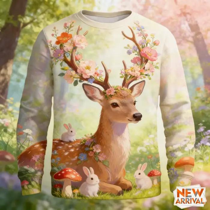 Sweatshirt à capuche et manches longues pour homme, imprimé 3D cerf tigre ours, pull décontracté ample col rond hauts unisexes pour adultes et enfants occasions spéciales