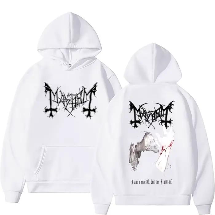 Sweat à capuche imprimé Death Black Metal Mayhem pour hommes et femmes