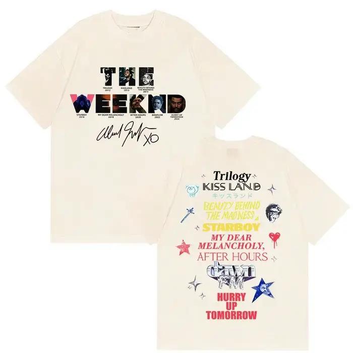 T-shirt graphique The Weeknd avec la discographie complète de l'artiste
