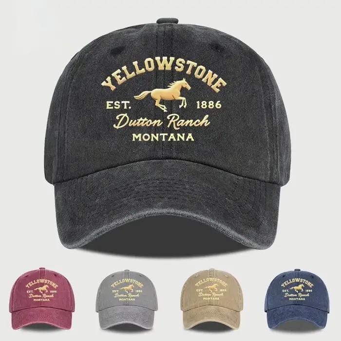 Casquette de baseball délavée avec imprimé cheval Yellowstone
