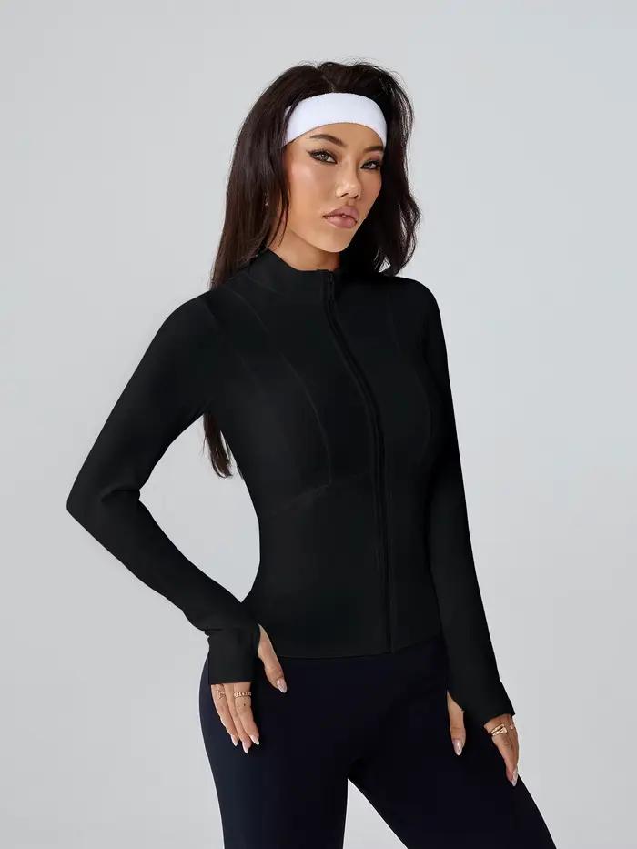 Veste de sport ajustée à manches longues pour femme pour le printemps et l'automne – Idéal pour la course