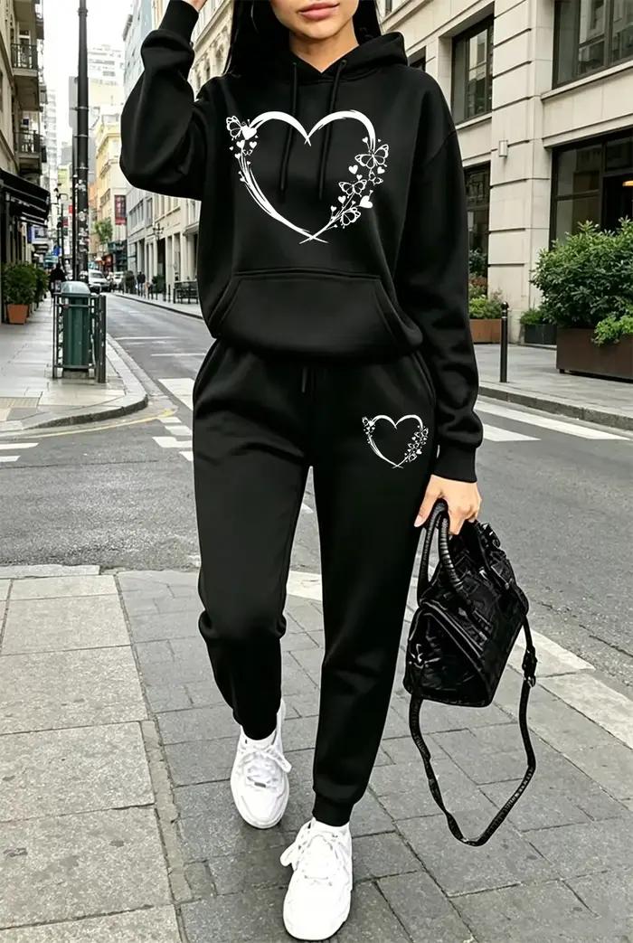 Ensembles décontractés pour femmes : Sweat à capuche et pantalon de sport polyvalents pour l'automne et l'hiver