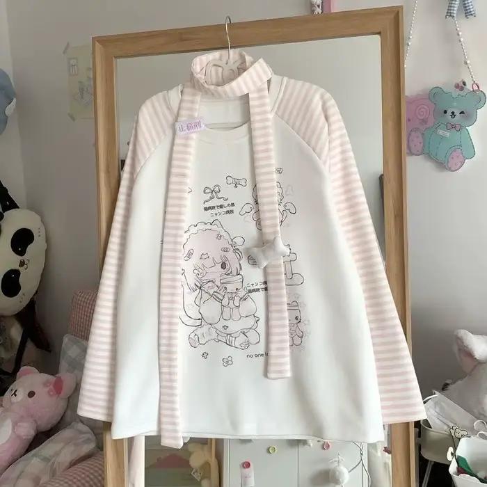 T-shirt à manches longues et col rond pour femme