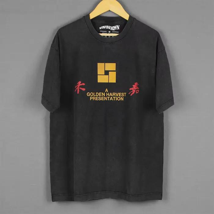T-shirt Golden Harvest Shaw Brothers HK Chinese Film Moive en coton noir lavé pour hommes
