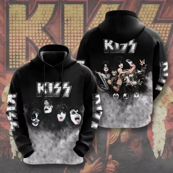 Vintage Kiss Band graphique impression 3D automne/hiver hommes sweats à capuche décontracté surdimensionné pull