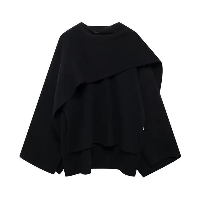 Écharpe asymétrique tricotée pour femme, pull ample, Design ample, sensation chaude, nouvelle collection automne et hiver 2025