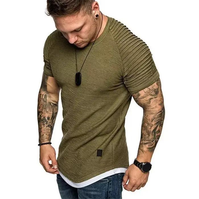 T-shirt décontracté uni pour homme, polyester tricoté, respirant, pour hommes, quatre saisons, lavable en machine