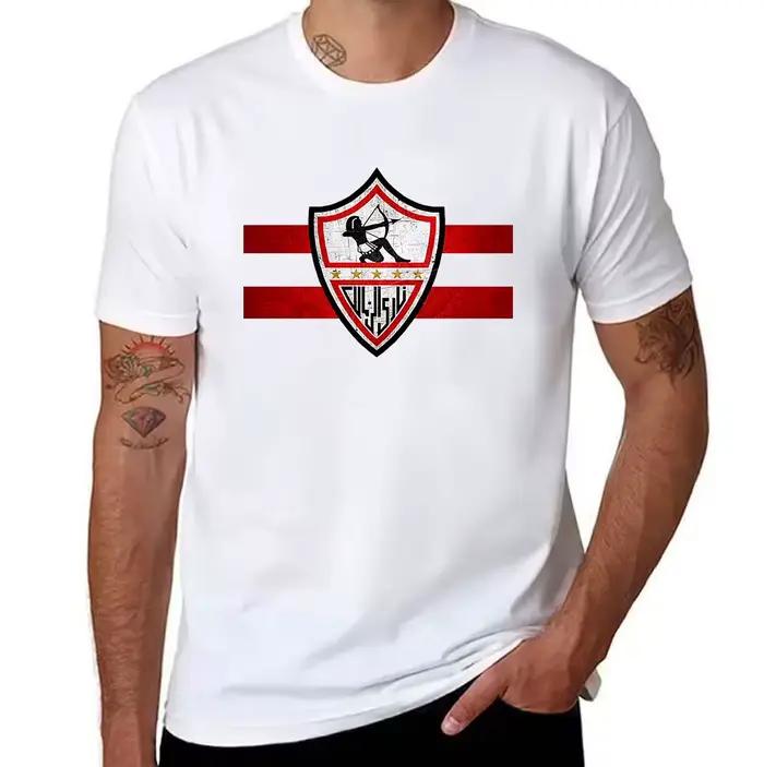 T-shirt pour homme 100% coton Zamalek SC avec logo imprimé délavé