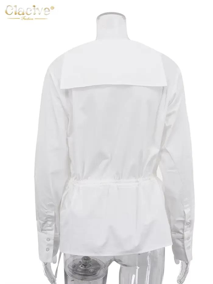 Clacive Fashion Blouse ample en coton blanc pour femme