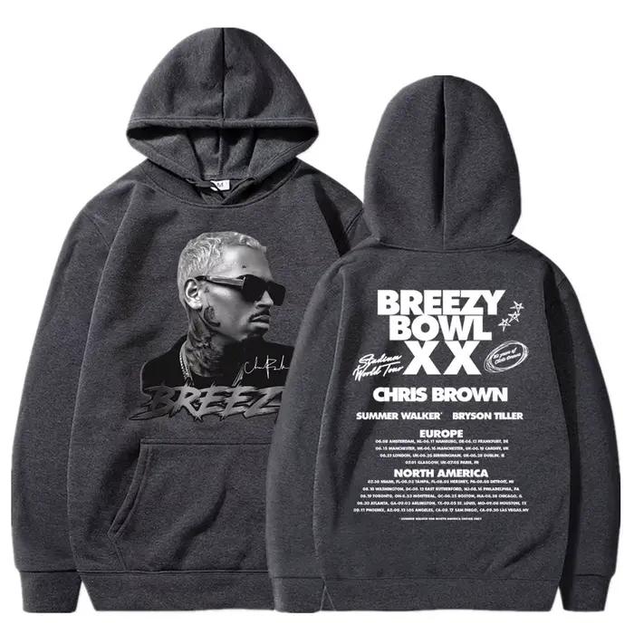 Chris Brown Breezy Bowl XX 2025 Concert Tour sweat à capuche Hip Hop rétro hommes femmes