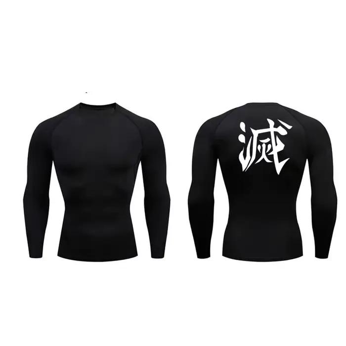 Demon Slayer Print Compression Shirts for Men, Gym Workout, Fitness Undershirts, Short Sleeve, Quick Dry 202 letic Tees T-Shirt, Y-