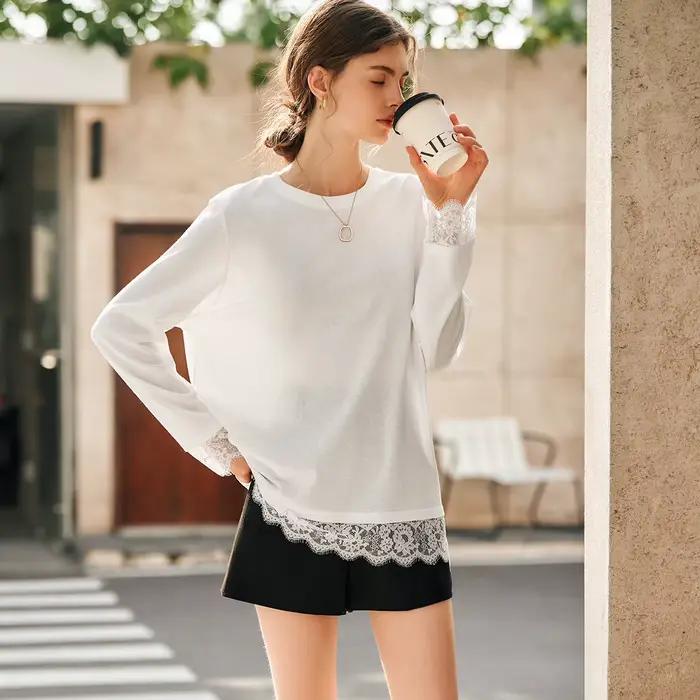 T-shirt en coton blanc OLrain pour femme