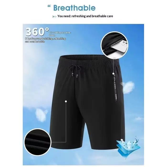 Shorts de jogging d'été en soie glacée à séchage rapide pour hommes