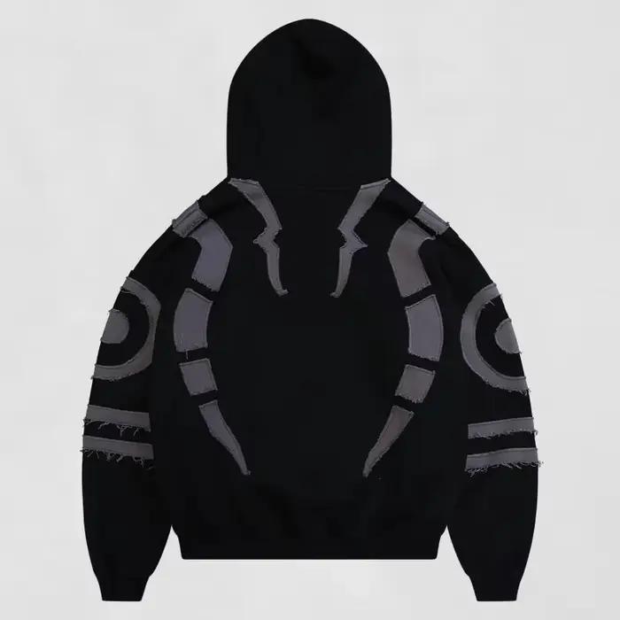 Ensemble sweat-shirt à capuche noir inspiré de la mode masculine et pantalon de jogging streetwear avec empiècements contrastants