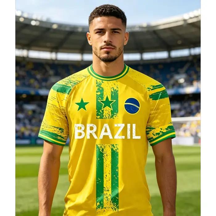 Nouveaux Maillots de Football Brésil 2026 pour Hommes – T-shirts Classiques God Brazil à Manches Courtes