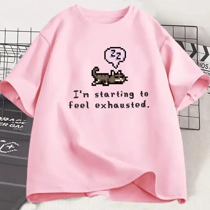 Je commencer à sentir échappement graphci t-shirt Stardew Valley soñolient chat imprimé