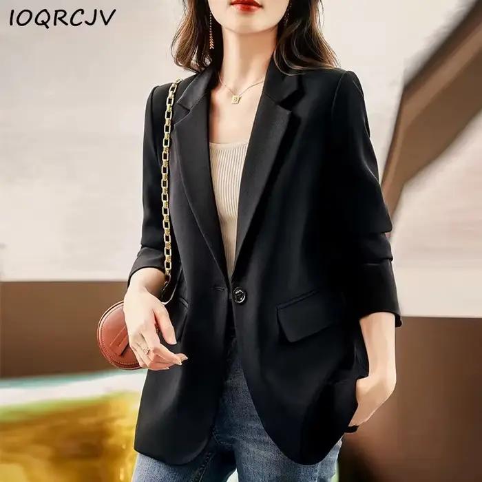 Blazer vert formel pour femme, manteau à manches longues, veste droite à bouton unique, vêtements de travail pour le bureau, nouvelle collection 2023