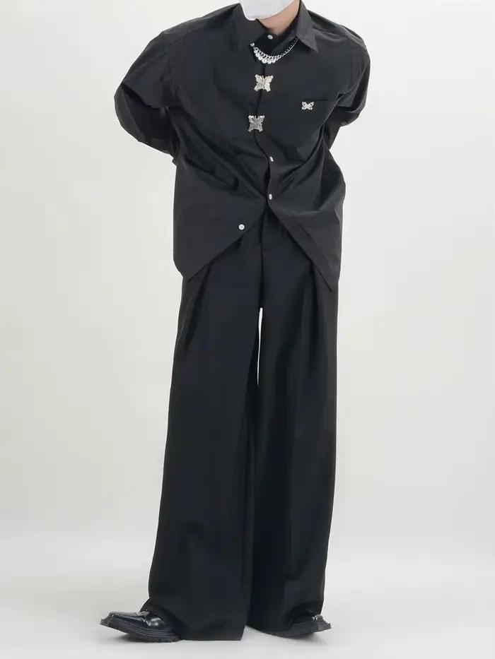 Pantalon de costume américain pour hommes et femmes, jambe large droite, pantalon de vadrouille de sol rétro, ample, assressenti, haute couture, nouveau, 2023