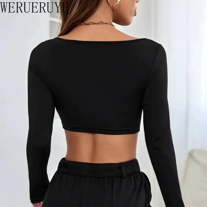 T-shirt blanc à manches longues pour femmes, haut court sexy, vêtements Y2K, corset tricoté élastique, sport court, été automne hiver