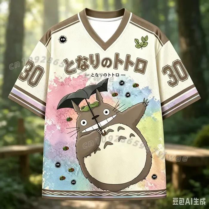 T-shirt unisexe 26 motifs Anime Le Voisin Totoro, col en V, jersey à manches courtes, T-shirt de sport pour homme, T-shirt à manches courtes, Sweat-shirts pour homme