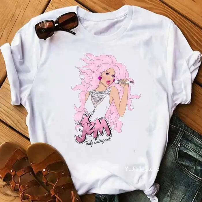 T-shirt Jem And The Holograms pour femmes, mode Hipster Hip Hop, vêtements d'été Streetwear, mignons vêtements pour fans des années 80 et 90