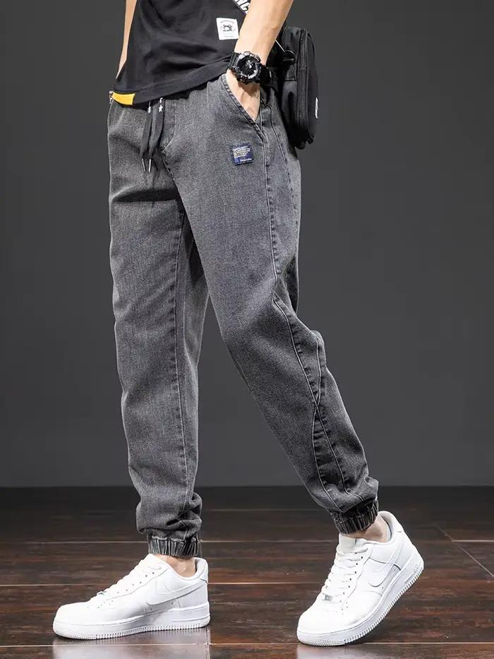 Printemps été noir bleu Cargo Jean hommes Streetwear Denim survêtement pantalon
