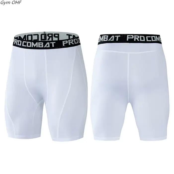 Short de course pour hommes en polyester solide, leggings de compression, shorts de fitness pour entraînement et musculation, collants slim pour course et sport