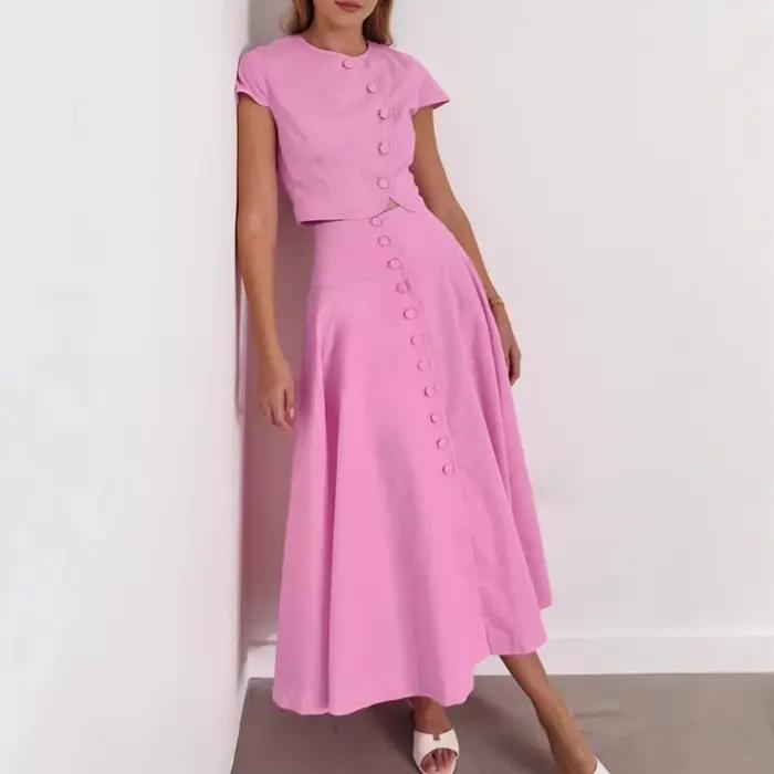 Ensemble jupe longue élégante style français pour femme