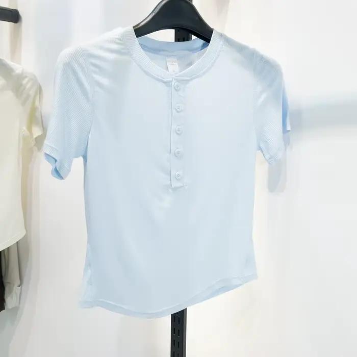 T-shirt à col Henley, manches courtes