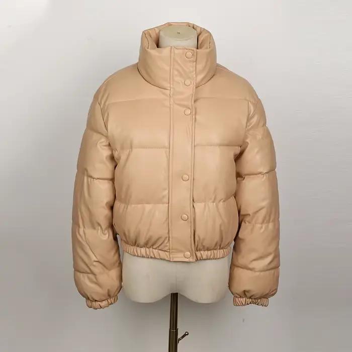 Parka d'hiver manteau femme veste épaisse chaude femmes mode noir PU cuir manteaux