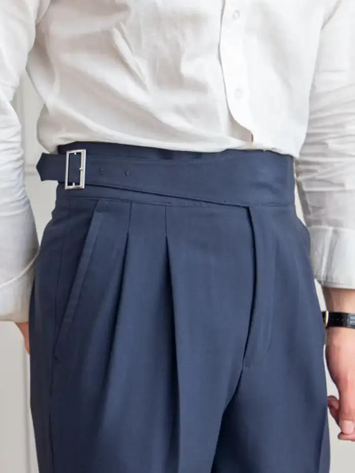 Naples Tenue d'affaires décontractée Bas Pantalon classique italien Gurkha pour homme Taille réglable Confort Ajustez