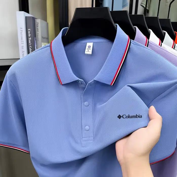 Polo rayé pour homme style Columbia été décontracté en polyester anti-rides pour les sorties quotidiennes et les activités extérieures