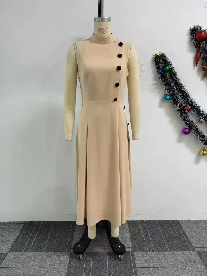 Robe trapèze kaki pour femmes