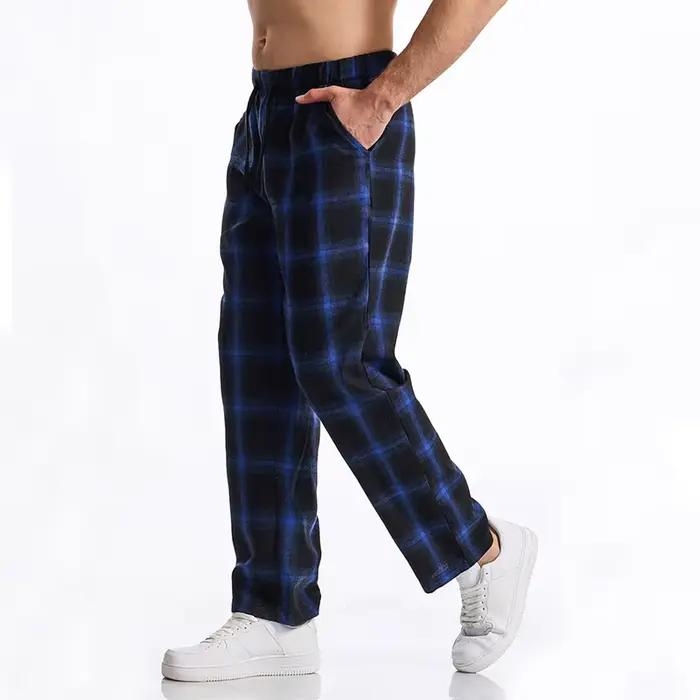 Jogging à carreaux en coton noir pour homme