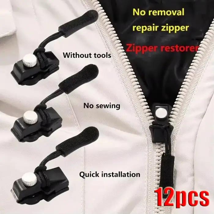 Kit de réparation de fermeture éclair universel, 3 à 12 pièces, tête de fermeture éclair détachable rapide et instantanée, curseur de fermeture éclair, sacs de veste, manteau, bricolage, couture