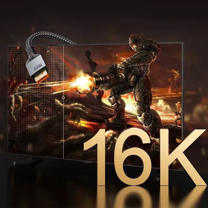 Câble CABLETIME DisplayPort 2.1 16K @ 60Hz 8K @ 120Hz 4K @ 240Hz 80Gbps DP 2.1
